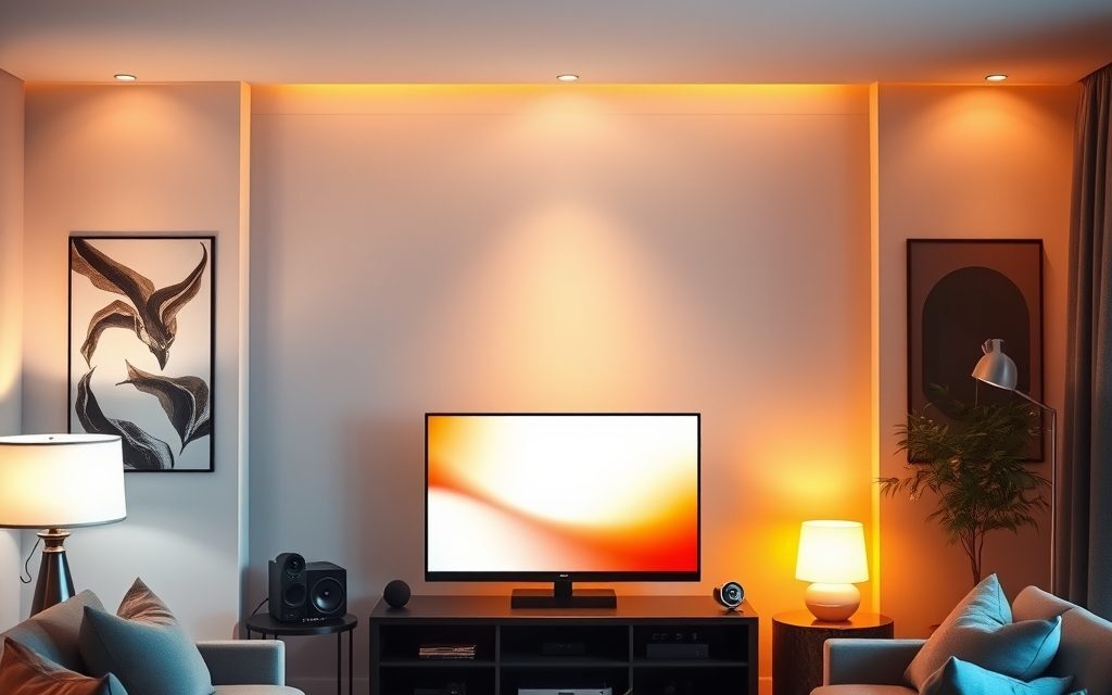 Oświetlenie przy telewizorze w salonie: jak dobrać światło dla komfortu i klimatu wnętrza