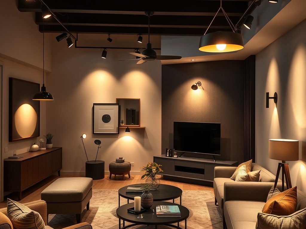 Oświetlenie punktowe w salonie: jak wybrać i ustawić, by podkreślić atmosferę i funkcjonalność wnętrza